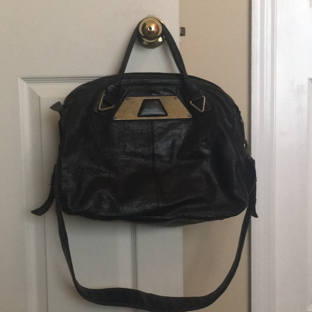 Black Leather Kenneth Cole Tote Bag